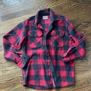 Men's Wrangler Fleece Buffalo Plaid Long Sleeve Button down Shirt